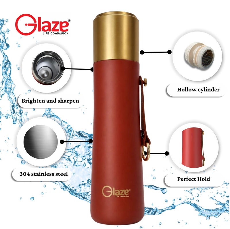 جليز زجاجة ماء من الفولاذ المقاوم للصدأ 304، معزولة بتفريغ الهواء، مانعة للتسرب، سعة 500 مل، لون أحمر - Image 5